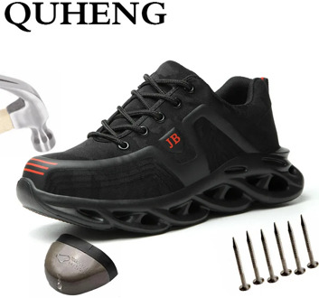 QUHENG Men's Fashion Steel Toe Protective Anti Smashing Work Shoes Puncture-Proof Construction Safety All Season Free Shipping