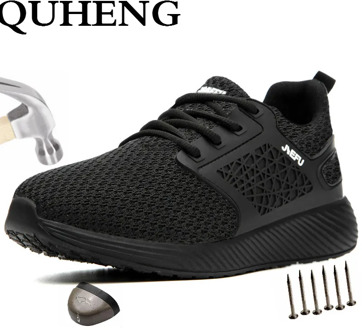 QUHENG Men's Outdoor Anti Slip Breathable Protective Work Shoes Free Shipping Anti-Static Mesh Sneakers Deodorant Big Size 48