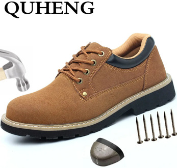 QUHENG Men's Safety Shoes Boots Steel Toe Winter Sneakers Anti-smashing Construction Safety Men's Protective Shoes Free Shipping