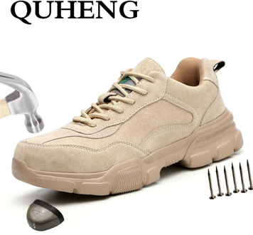 QUHENG Men's Safety Shoes Boots Steel Toe Winter Sneakers Puncture-Proof Construction Safety Plus Size Anti-Static Dropshipping