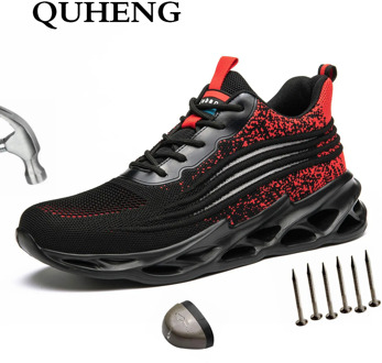 QUHENG Men's Safety Shoes Men Boots Steel Toe Anti-smashing Lightweight Indestructible Puncture-Proof Boots Big Size 48
