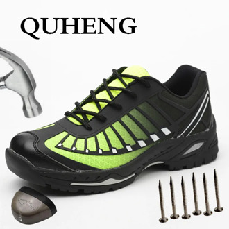 QUHENG Men's Steel Toe Anti Smashing Safety Protective Shoes Puncture-Proof Construction Safety Non-Slip Big Size Anti-Static