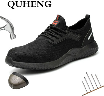 QUHENG Men Steel Nose Safety Work Shoes New Design Mesh Sneakers Lightweight Safety Puncture-Proof Safety Shoes Dropshipping
