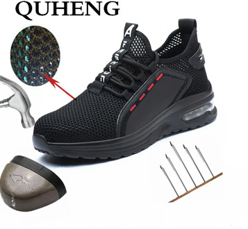 QUHENG Men Steel Nose Safety Work Shoes New Design Mesh Sneakers Lightweight Safety Puncture-Proof Safety Shoes Dropshipping