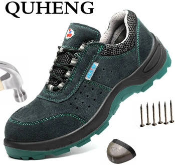 QUHENG Men Work Safety Shoes Ultra-light Soft Bottom Steel Toe Anti-smashing Lightweight Camouflage Military Boots Dropshipping