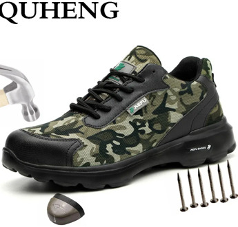 QUHENG Mens Steel Toe Safety Shoes New Design Casual Anti-static Indestructible Puncture-Proof Construction Safety Free Shipping