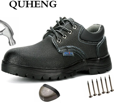 QUHENG Plus Size Men's Steel Toe Cap Protective Work Boots Shoes Non-Slip Steel Mid Sole Construction Safety Outdoor Big Size 48