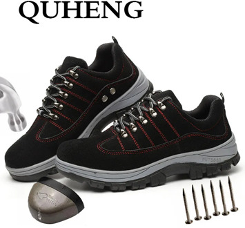 QUHENG Plus Size Men's Steel Toe Cap Protective Work Boots Shoes Puncture-Proof Boots All Season New Design Free Shipping