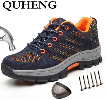 QUHENG Plus Size Men's Winter Steel Toe Cap Protective Work Shoes Non-Slip Casual Outdoor Anti-Static Construction Safety 48