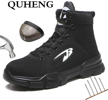 QUHENG Waterproof Winter Men Boots with Fur Warm Snow Women Boots Men Work Casual Shoes Sneakers Safety Men Boots Big Size