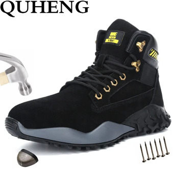 QUHENG Waterproof Winter Men Boots with Fur Warm Snow Women Boots Work Casual Shoes Sneakers Puncture-Proof Dropshipping 48