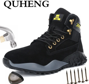 QUHENG Work Safety Shoes Men Anti-slippery Work Boots New Design Anti-static Steel Toe Cap Camouflage Military Boots Big Size 48