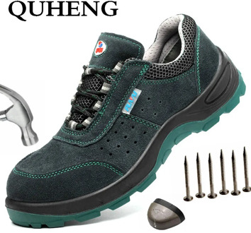 QUHENG Work Safety Shoes Men Anti-slippery Work Boots Winter Puncture-Proof Construction Safety Protective Shoes Free shipping