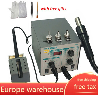 QUICK 706W+ Digital Display Hot Air Gun + Soldering Iron Anti-static Temperature Lead-free Rework Station 2 in 1 With 3 Nozzles