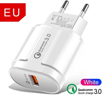 Quick Charge 3.0 USB Lader Snel Opladen Draagbare Mobiele Telefoon Oplader Voor iPhone Samsung Xiaomi Huawei QC 3.0 Charger Adapter wit EU lader