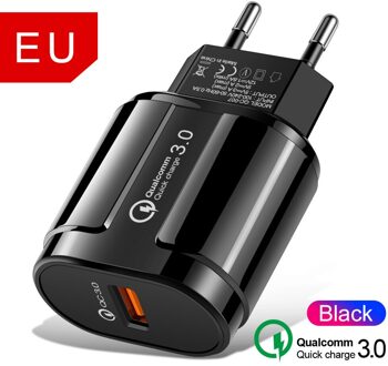 Quick Charge 3.0 USB Lader Snel Opladen Draagbare Mobiele Telefoon Oplader Voor iPhone Samsung Xiaomi Huawei QC 3.0 Charger Adapter zwart EU lader