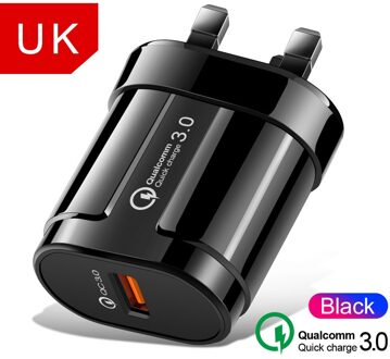 Quick Charge 3.0 USB Lader Snel Opladen Draagbare Mobiele Telefoon Oplader Voor iPhone Samsung Xiaomi Huawei QC 3.0 Charger Adapter zwart UK lader