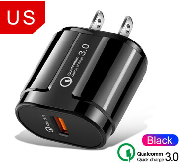 Quick Charge 3.0 USB Lader Snel Opladen Draagbare Mobiele Telefoon Oplader Voor iPhone Samsung Xiaomi Huawei QC 3.0 Charger Adapter zwart US lader