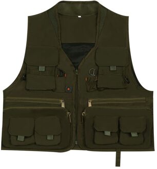 Quick Dry Fly Fishing Vest Ademende Vissen Jas donker groen-XL