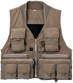 Quick Dry Fly Fishing Vest Ademende Vissen Jas khaki-M