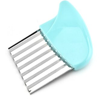 Quickdone Rvs Aardappel Cutter Golvend Mes Franse Fry Chip Keuken Fruit Groente Slicer Chopper Snijgereedschap AKC6424 blauw