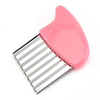 Quickdone Rvs Aardappel Cutter Golvend Mes Franse Fry Chip Keuken Fruit Groente Slicer Chopper Snijgereedschap AKC6424 roze