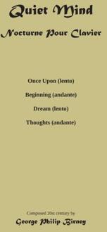 Quiet Mind Nocturnina pour Clavier -  George Philip Birney (ISBN: 9789464819977)
