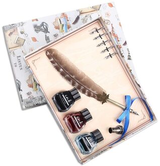 Quill Pen Set, Vintage Veren Pen Vulpennen Briefpapier Voor Student/Leraren