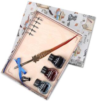 Quill Pen Set, Vintage Veren Pen Vulpennen Briefpapier Voor Student/Leraren