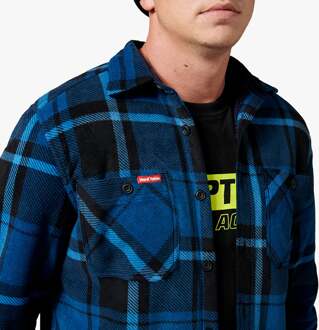 QUILTED FLANNEL Heren Overhemdjack Blauw - L