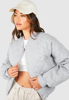 Quilted Wool Look Bomber Jacket, Grey Marl - 14