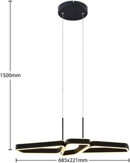 Quinn LED hanglamp zwart 3-lamps zwart mat, goud