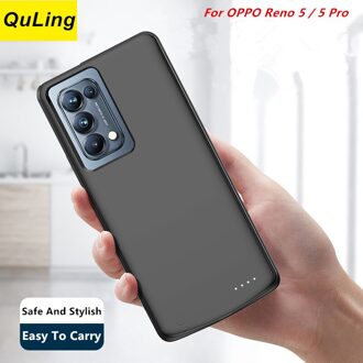 Quling 6800 Mah Voor Oppo Reno 5 5 Pro Batterij Case Batterij Oplader Bank Power Case Voor Oppo Reno 5 pro Batterij Case Reno 5 Pro zwart