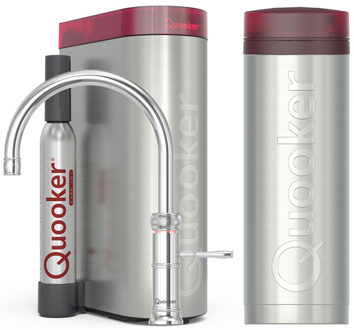 Quooker Classic Fusion Round Keukenkraan Set - Kokend Warm- en Koud Water - Chroom - Inclusief PRO3 Reservoir & CUBE - Direct Gekoeld Bruisend Water