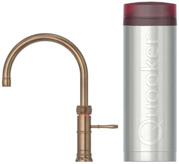 Quooker Classic Fusion Round Keukenkraan Set - Kokend Warm- en Koud Water - Messing Patina - Inclusief PRO3 Reservoir
