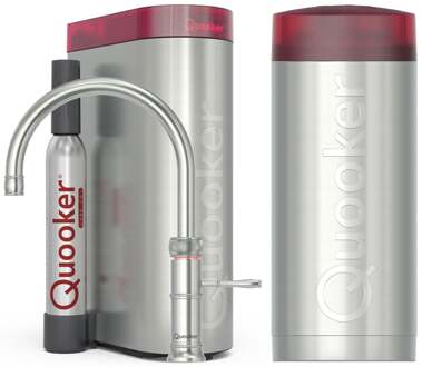 Quooker Classic Fusion Round Keukenkraan Set - Kokend Warm- en Koud Water - RVS - Inclusief COMBI+ Reservoir & CUBE - Direct Gekoeld Bruisend Water
