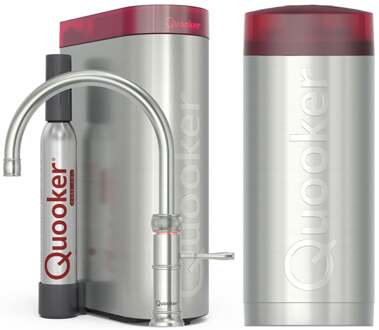 Quooker Classic Fusion Round Keukenkraan Set - Kokend Warm- en Koud Water - RVS - Inclusief COMBI Reservoir & CUBE - Direct Gekoeld Bruisend Water