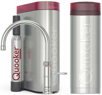 Quooker Classic Fusion Round Keukenkraan Set - Kokend Warm- en Koud Water - RVS - Inclusief PRO3 Reservoir & CUBE - Direct Gekoeld Bruisend Water