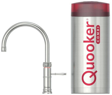 Quooker Classic Fusion Round kokendwaterkraan - draaibare uitloop - Combi+ reservoir - Warm / kokend water - RVS 22+CFRRVS
