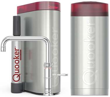 Quooker Classic Fusion Square Keukenkraan Set - Kokend Warm- en Koud Water - Chroom - Inclusief COMBI+ Reservoir & CUBE - Direct Gekoeld Bruisend Water