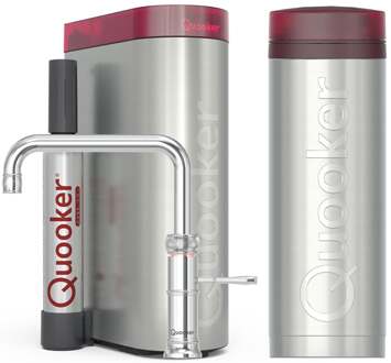 Quooker Classic Fusion Square Keukenkraan Set - Kokend Warm- en Koud Water - Chroom - Inclusief PRO3 Reservoir & CUBE - Direct Gekoeld Bruisend Water