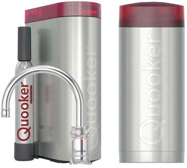 Quooker Classic Nordic Round Kokendwaterkraan Single Tap Set - Kokend Water - Chroom - Inclusief COMBI+ Reservoir & CUBE - Direct Gekoeld Bruisend Water