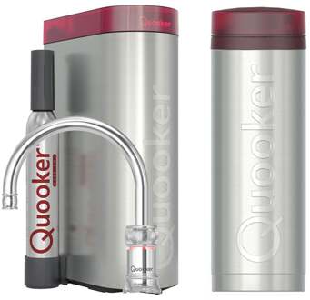 Quooker Classic Nordic Round Kokendwaterkraan Single Tap Set - Kokend Water - Chroom - Inclusief PRO3 Reservoir & CUBE - Direct Gekoeld Bruisend Water