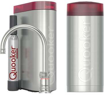 Quooker Classic Nordic Round Kokendwaterkraan Single Tap Set - Kokend Water - RVS - Inclusief COMBI Reservoir & CUBE - Direct Gekoeld Bruisend Water