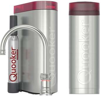 Quooker Classic Nordic Round Kokendwaterkraan Single Tap Set - Kokend Water - RVS - Inclusief PRO3 Reservoir & CUBE - Direct Gekoeld Bruisend Water