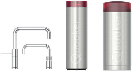 Quooker CUBE COMBI+ Twintap Nordic Square Chroom Kokendwaterkraan Zilver