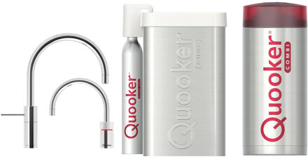 Quooker Cube Nordic Round Twintaps Chroom met Combi+ Boiler