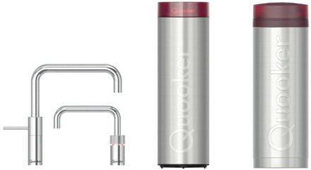 Quooker CUBE PRO3 Twintap Nordic Square Chroom Kokendwaterkraan Zilver