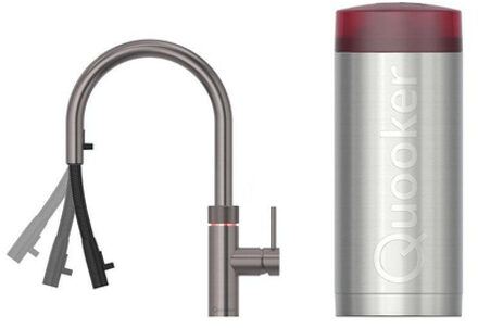 Quooker flex kokendwaterkraan - draaibare & uittrekbare uitloop - Combi+ reservoir - Warm / kokend water - Gun metal 22+XGME Gunmetal