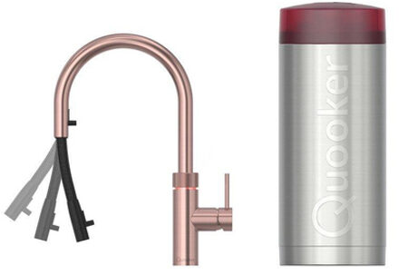 Quooker flex kokendwaterkraan - draaibare & uittrekbare uitloop - Combi+ reservoir - Warm / kokend water - Rosé koper 22+XRCO